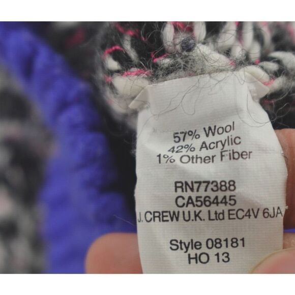 J Crew Sweater Womens Small Marled Knit Black White Color Block Wool Retro 80s - Picture 14 of 16